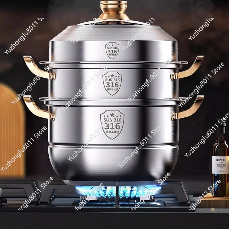 Home Cooking Appliances - 316 Paslanmaz Çelik Buharlı Tencere 40cm